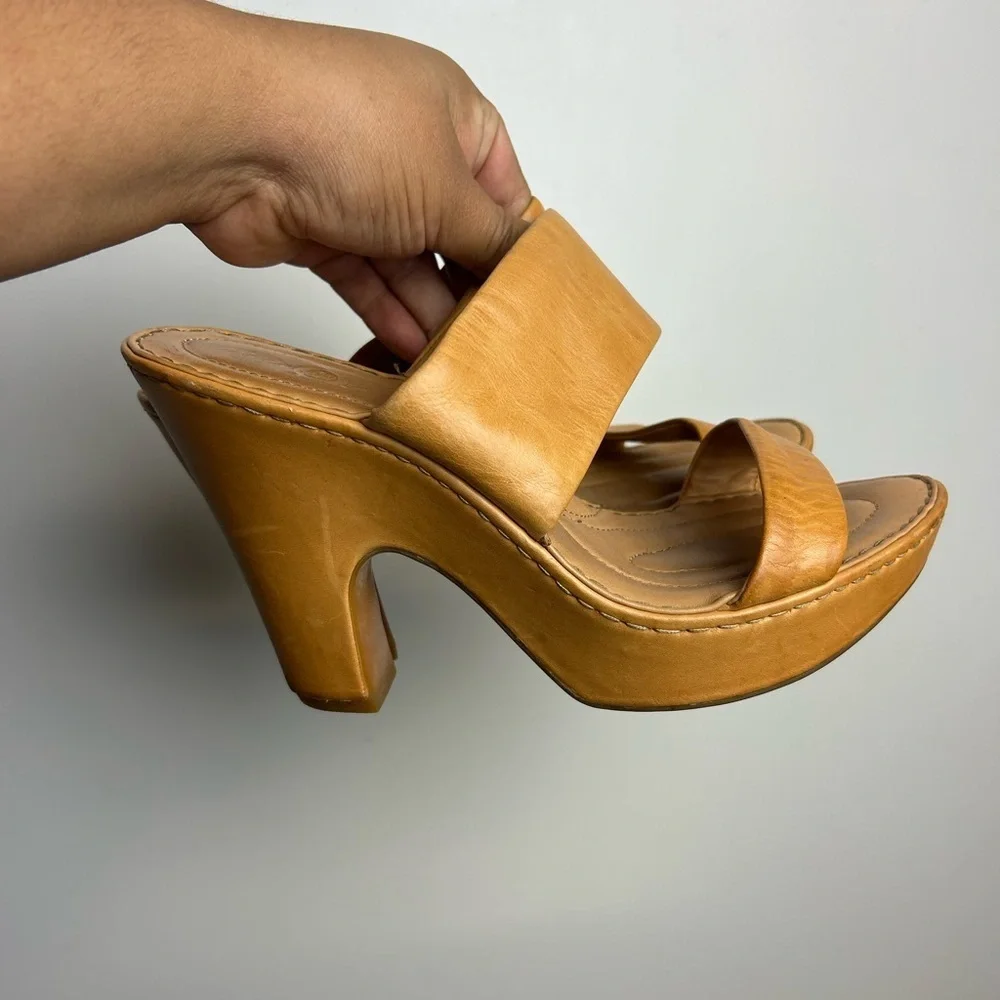 Born Crown Leather Fairy Ankle Platform High Heels Leather Size 8 old money‎ VTG